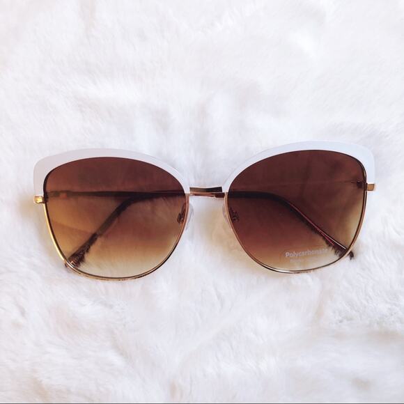 Robbie White Full Rim Retro Cat Eye Sunglasses - Picture 1 of 9